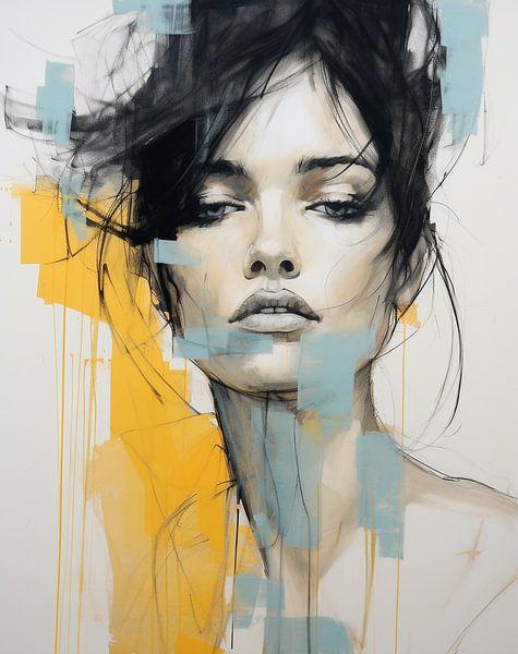 Femme jaune bleu par Bianca ter Riet