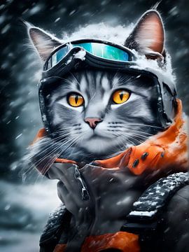 Katze beim Outdoorsport – Winterwandern von Melanie Viola
