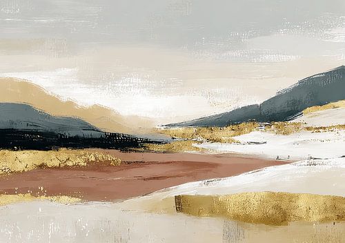 Abstracte gouden heuvels en berglandschap