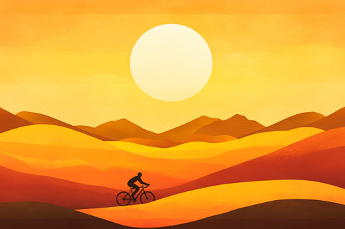 Mountain biking at sunset