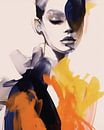 Hippe fashion illustratie, modern en abstract portret van Carla Van Iersel thumbnail