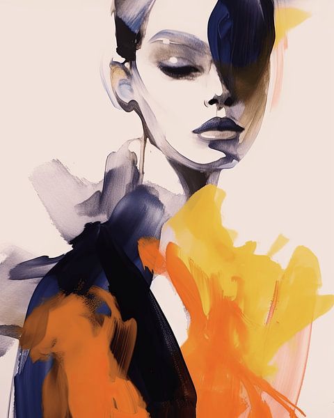 Hippe fashion illustratie, modern en abstract portret van Carla Van Iersel