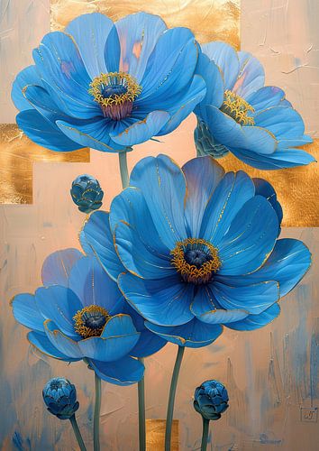 Hemelsblauwe Zinnia | Sapphire Whispers in Gold