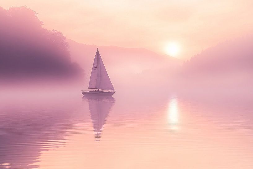 Sailboat in morning fog by Imperial Art House