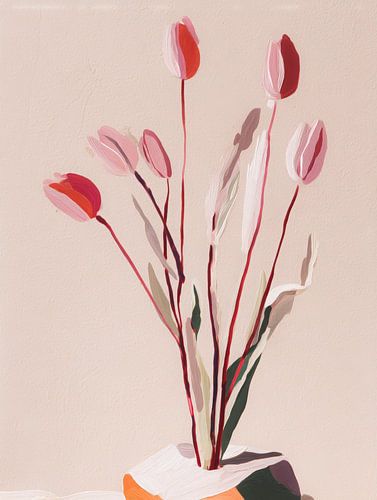 Moderne Tulpen in zarten Rosa- und Rottönen von But First Framing