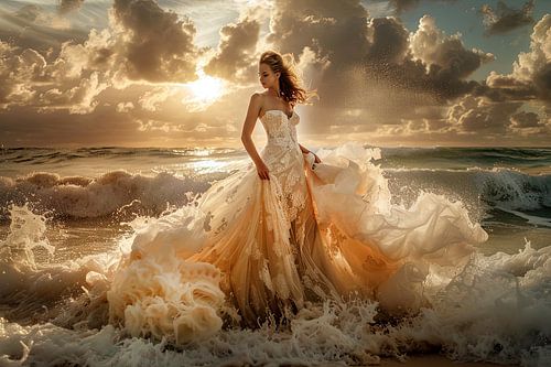 bruid in de branding