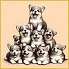 Pyramide de chiots Corgi sur Hey Art!