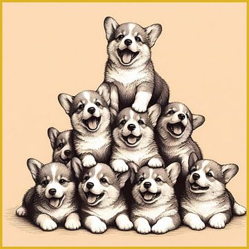 Piramide van Corgi puppies van Hey Art!