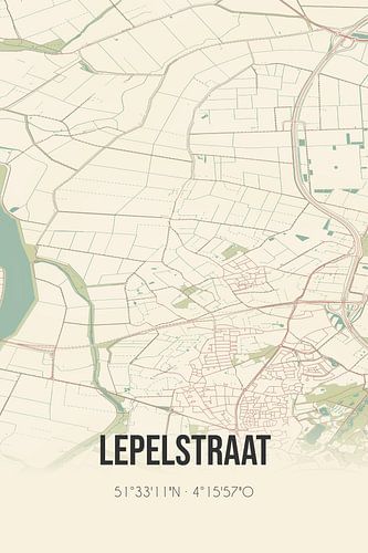 Vintage landkaart van Lepelstraat (Noord-Brabant)