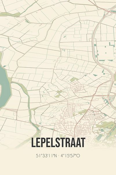 Vintage landkaart van Lepelstraat (Noord-Brabant) van Stad & Wand