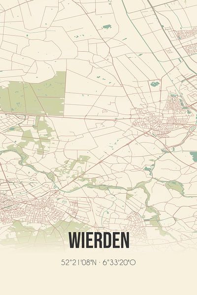 Carte ancienne de Wierden (Overijssel) par Affiches de lieux