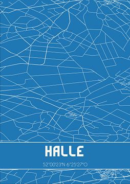 Blauwdruk | Landkaart | Halle (Gelderland) van MijnStadsPoster