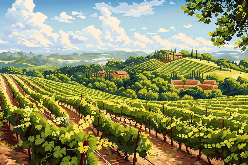 Les rayons du soleil dansent sur les vignobles verdoyants par Art & Soul Creations