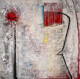 Roter Farbklecks mit rotem Viereck