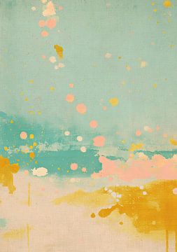 Zachte vormen: abstract pastel in turkoois van Niklas Maximilian