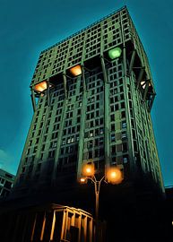 Urban Nightscape Verlichte Velasca toren van Sergio Pazzano