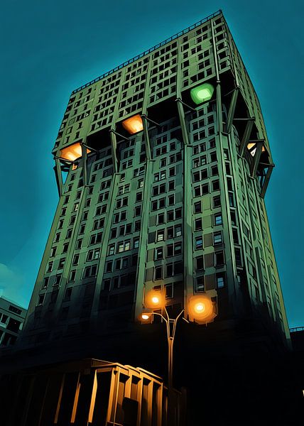 Urban Nightscape Beleuchteter Velasca-Turm von Sergio Pazzano