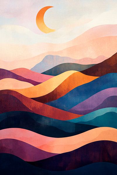 Mountain landscape sunset by Poster Art Shop