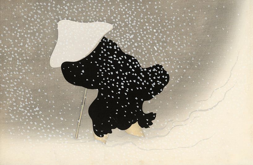 Wirbelnder Schnee, Kamisaka Sekka von 1000 Schilderijen