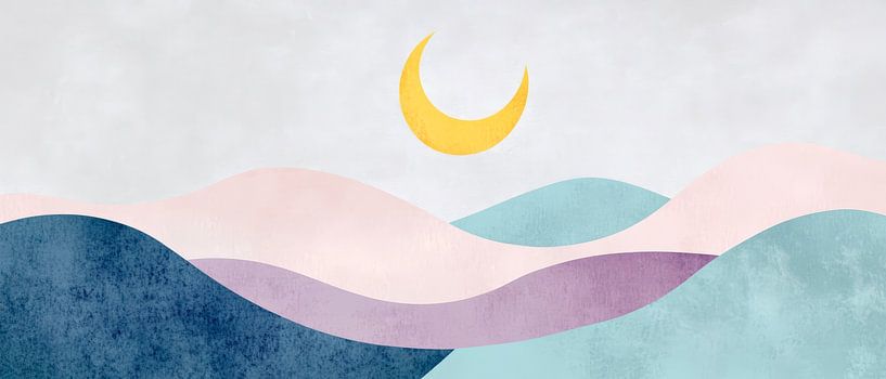 Gentle hills under the moonlight by Poster Art Shop