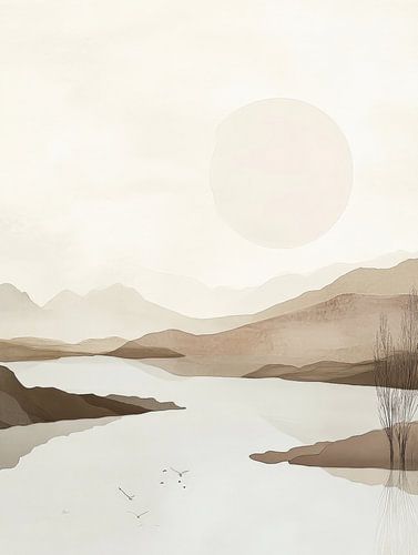Minimalist landscape in earth tones with warm feel
