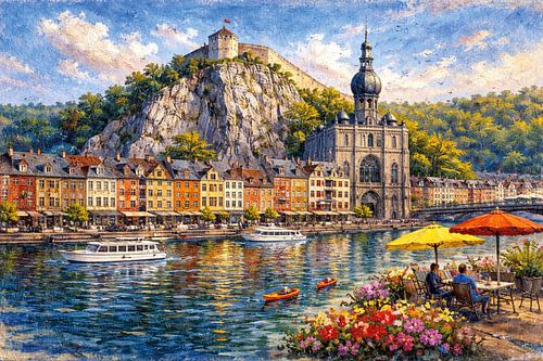 Dinant, België, een impressionistisch schilderij.