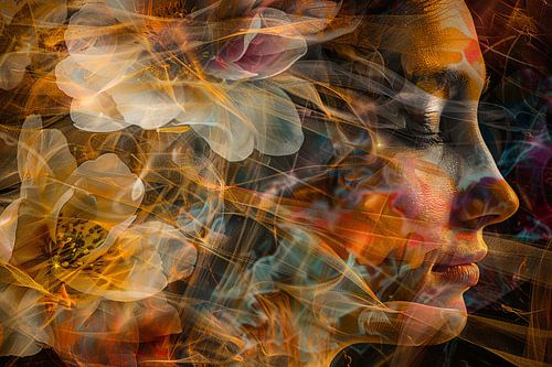 fantasie portret vrouw met bloemen