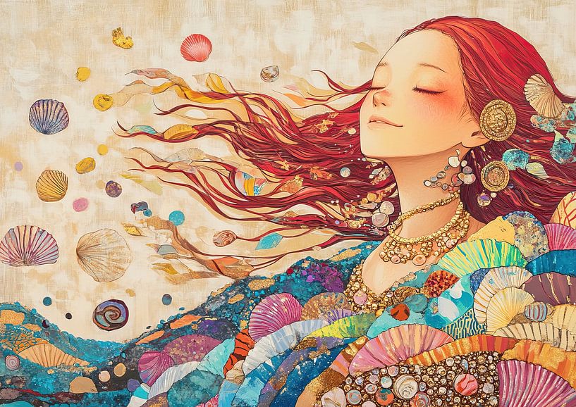 Meerjungfrauenporträt | Juwelen des Meeres von Blickfänger Gemälde