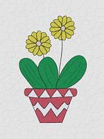 Potted Flowers with Cracked Texture