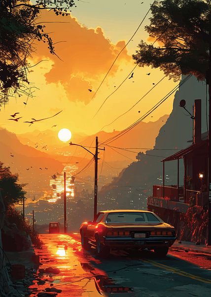 Muscle Car in zonsondergang van Ganesh Ulya