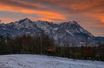L'aube sur les montagnes du Wetterstein