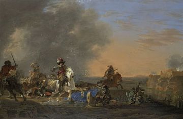 Attaque de cavalerie au coucher du soleil, Jan Asselijn