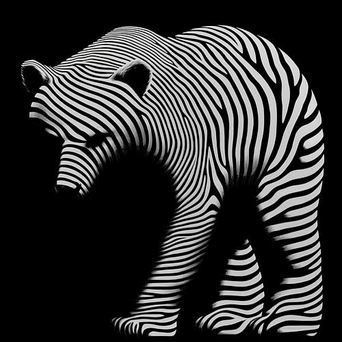 Beer optische illusie zwarte en witte strepen