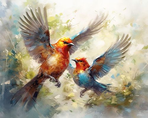 abstract aquarel van een vogel