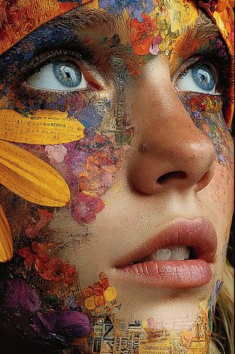 kunst vrouw met bloemen