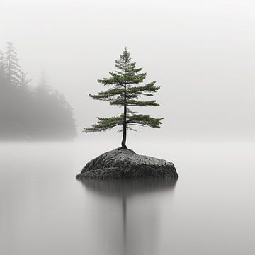 Einsamer Baum auf einer Insel. von Karina Brouwer