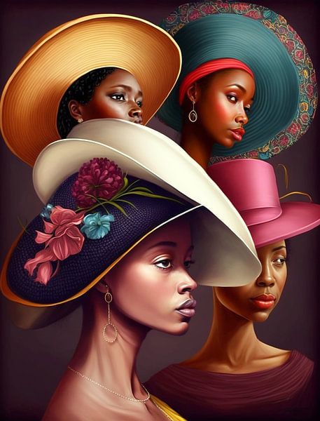Elegante Frauen afroamerikanisch Hüte Portrait stilvoll Farben von gm_designs