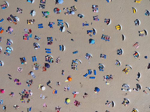 Sonnenanbeter am Strand von Zandvoort an einem heißen Sommertag von Marco van Middelkoop