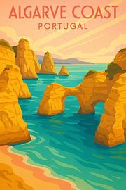 Algarve Coast Portugal Vintage Wall Art by Travel Shop