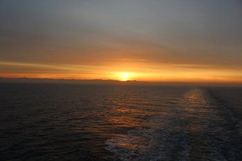 De zonsopgang op de noordzee  