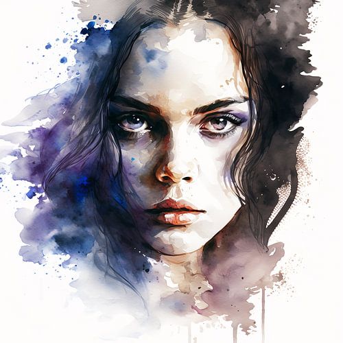 Portrait d'une jeune femme dans les tons violets