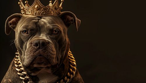 Pitbull koning met kroon bruin panorama