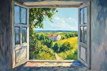Open Raam met Landschap van Blikvanger Schilderijen
