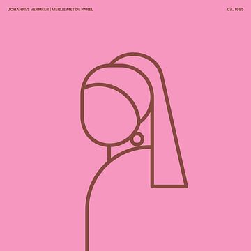 The Girl with the Pearl Earring abstract line illustration by Michel Rijk