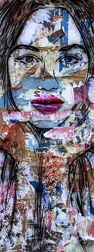 Schöne Frau Porträt Collage Scraps Oil Mix 1 von KalliDesignShop