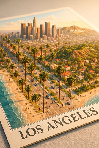 Los Angeles 3D Map Diorama Art | Hollywood Miniature Print by Travel Shop