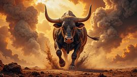 THAROKAEL – A wild bull runs through a storm by INFERAURUM