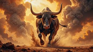 Fantasy Wall Art: THAROKAEL – A wild bull runs through a storm