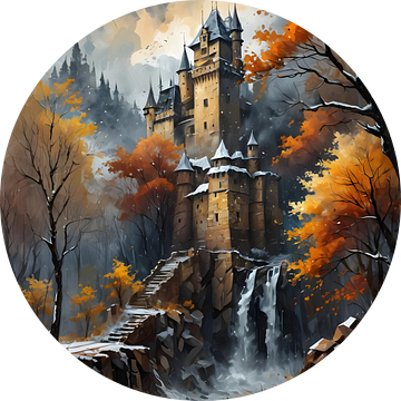 Woodhouse Castle, kasteel in herfstbos