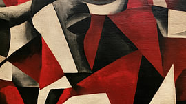 Taureau cubiste rouge et noir sur TheXclusive Art